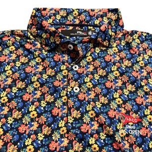 RLX Ralph Lauren Golf Polo Shirt Mens L LACC 123rd US open Logo Floral AOP